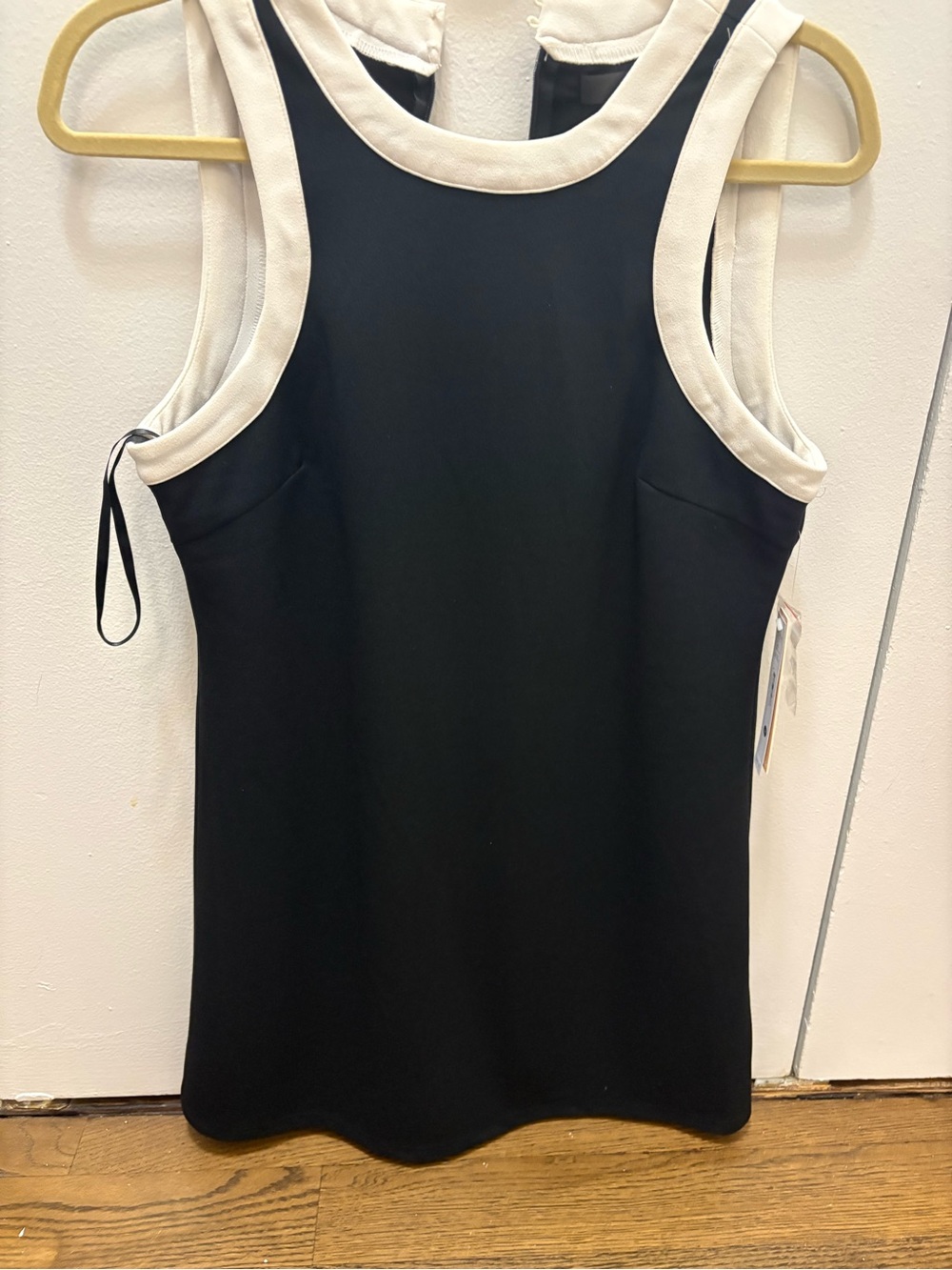 Aqua Black Dress with White Trim